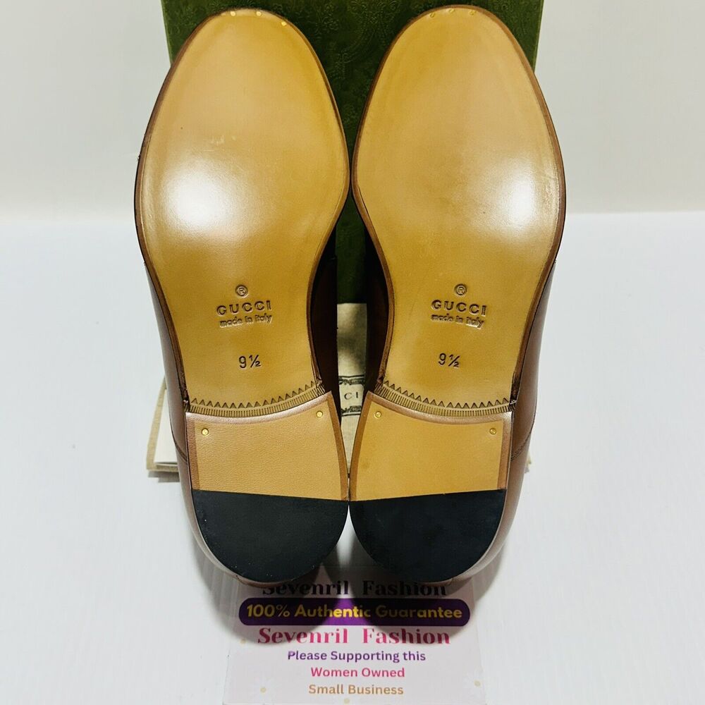 Gucci Chain Interlocking GG 9.5/ US 10 Loafer Brown Italian Leather Shoe NIB - Picture 10 of 13